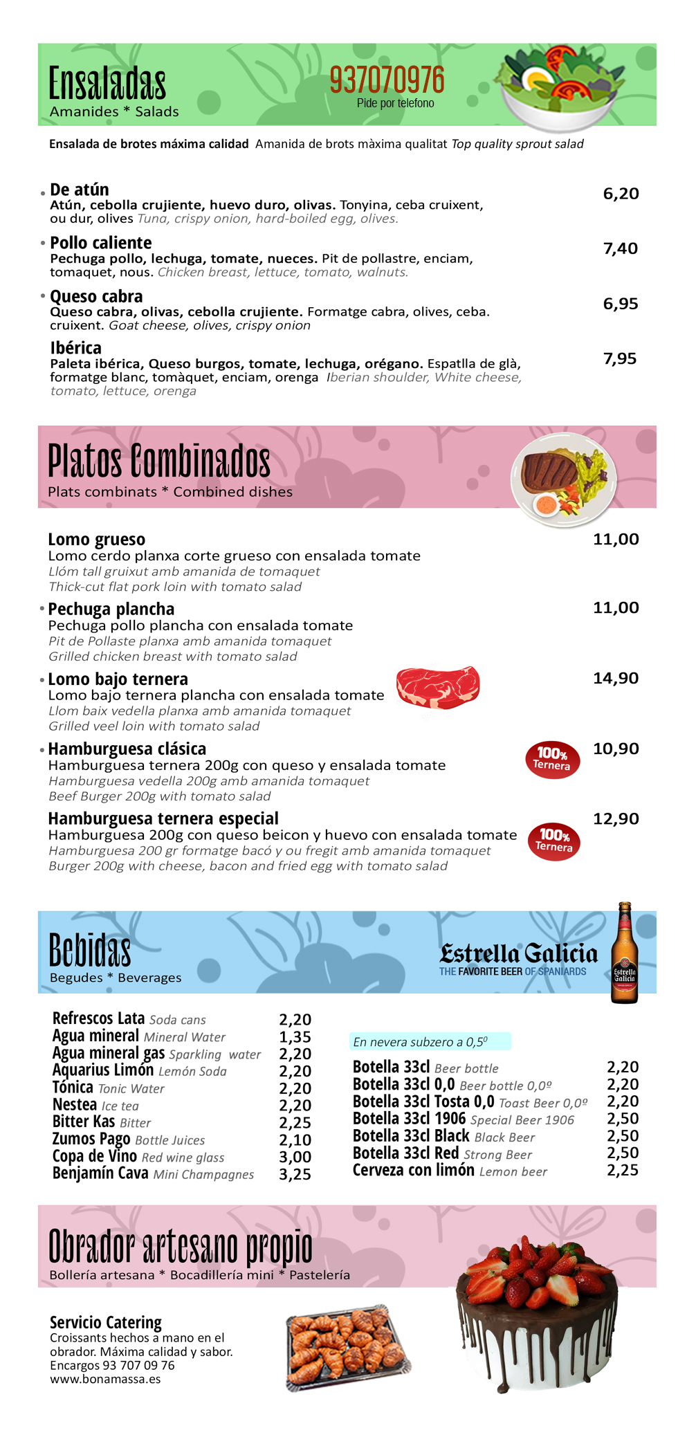 Ensaladas y platos combinados - Bona Massa - Cornellá de Llobregat